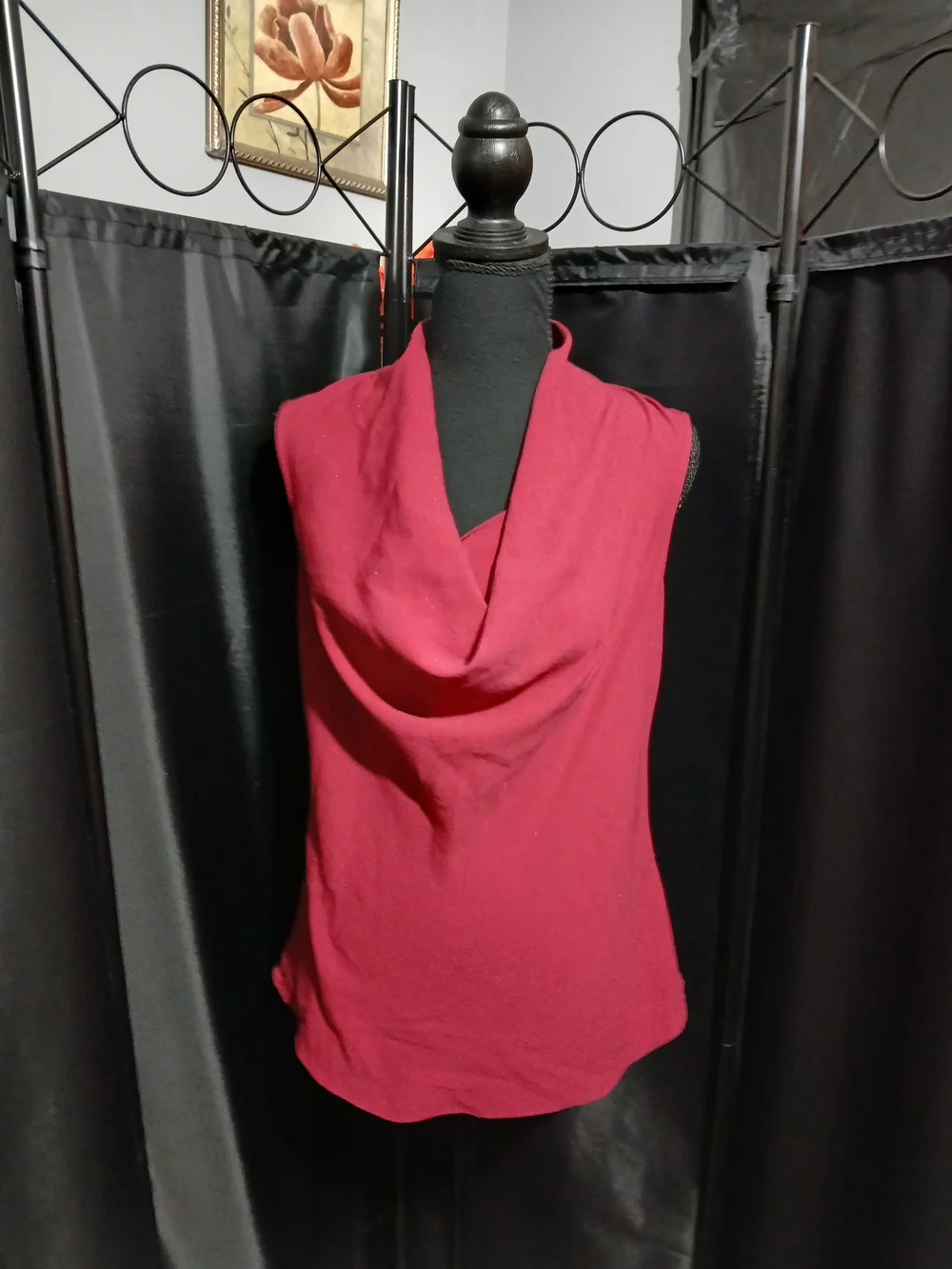 Theory Sleeveless Cowl Neck Top in Burgundy Red Women's Petite Small - Picture 2 of 8